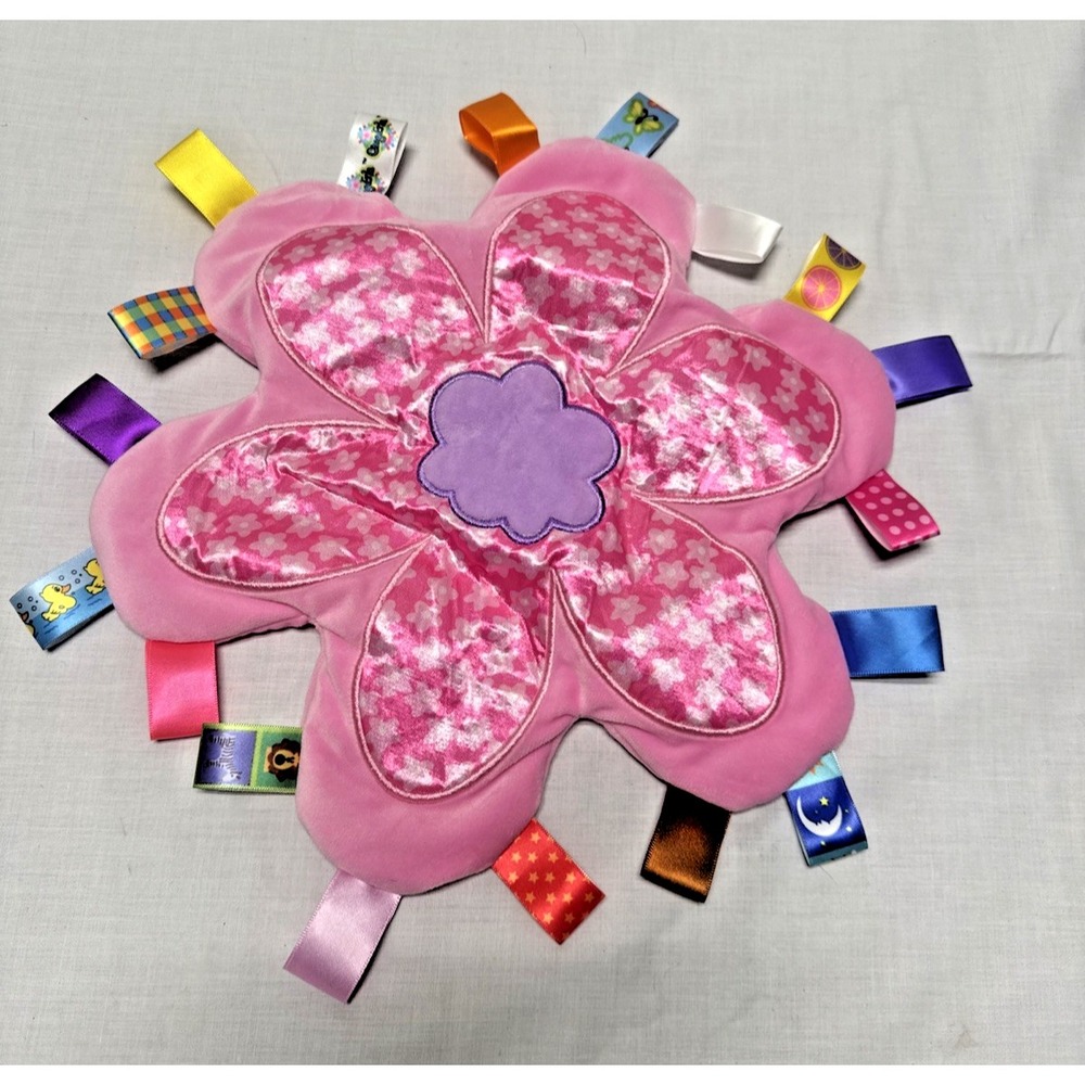 Taggies Flower Me Fun Security Blanket Lovey Satin Pink 13" Clean Soft Baby Girl